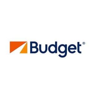 white orange black logo of budget car hire logo