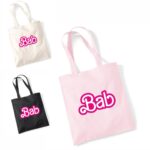 pink black and white bag barbie inspired saying bab