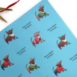 Christmas wrapping Birmingham Bull icon on paper blue