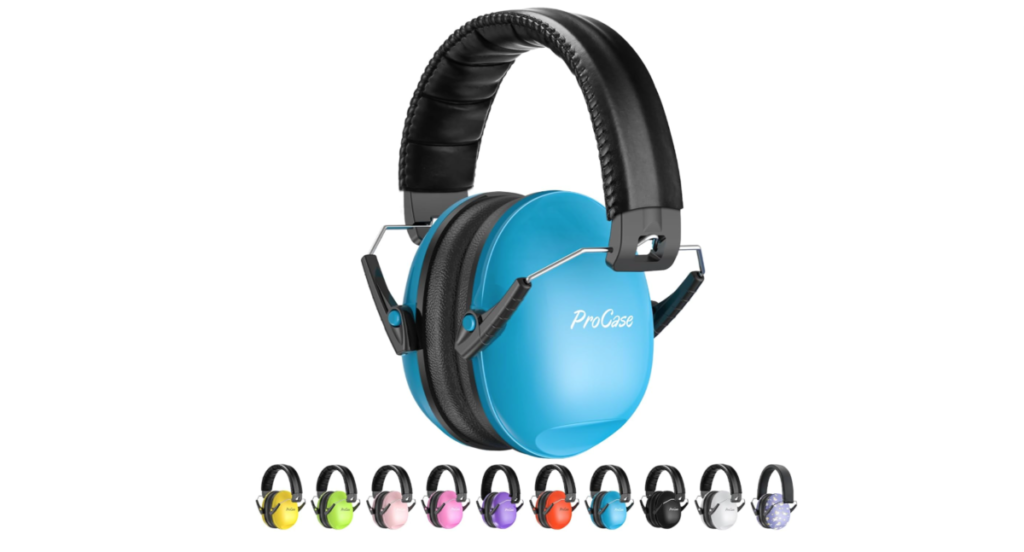 Blue children’s ear defenders designed for fireworks and loud events